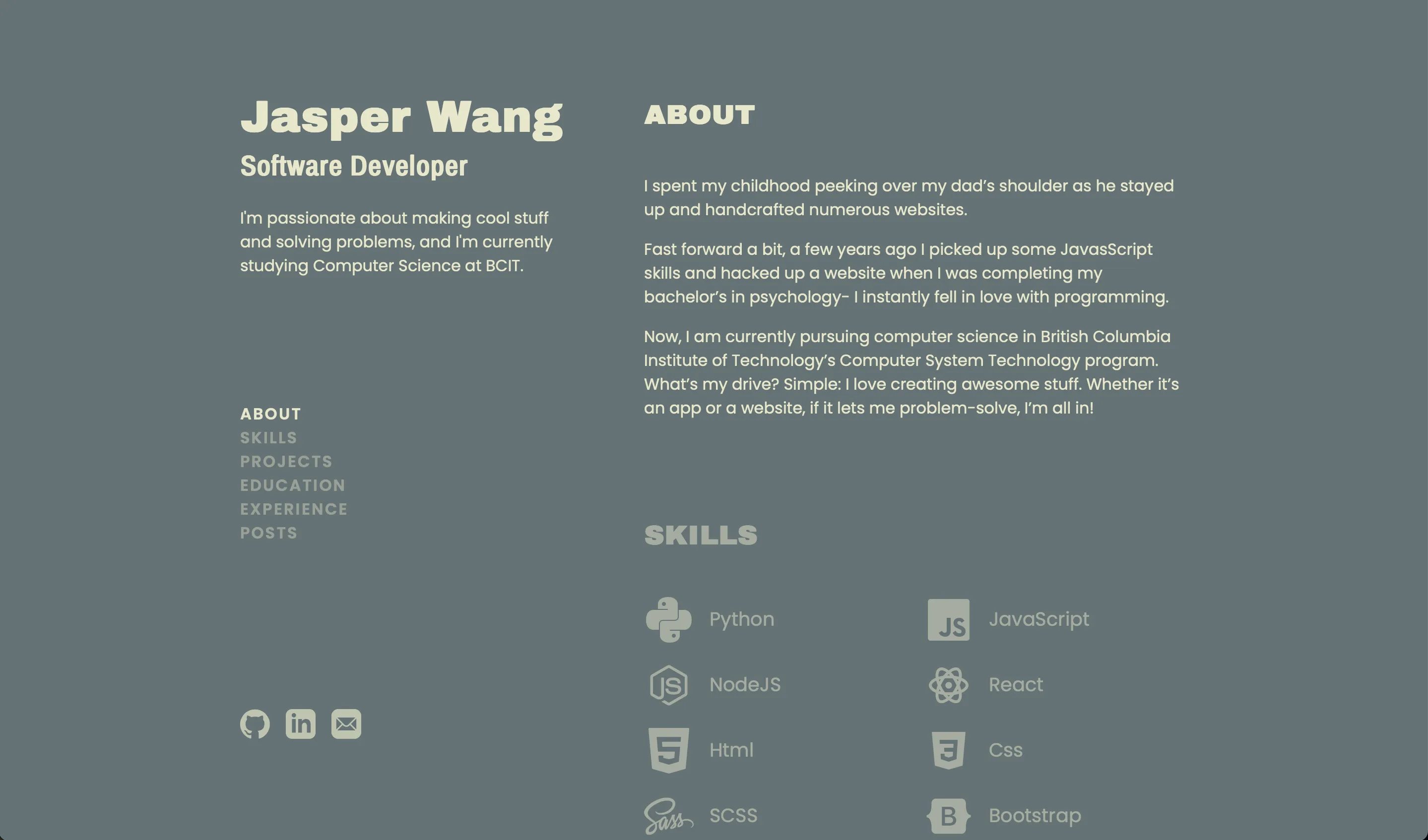 a screenshot of my portfolio site